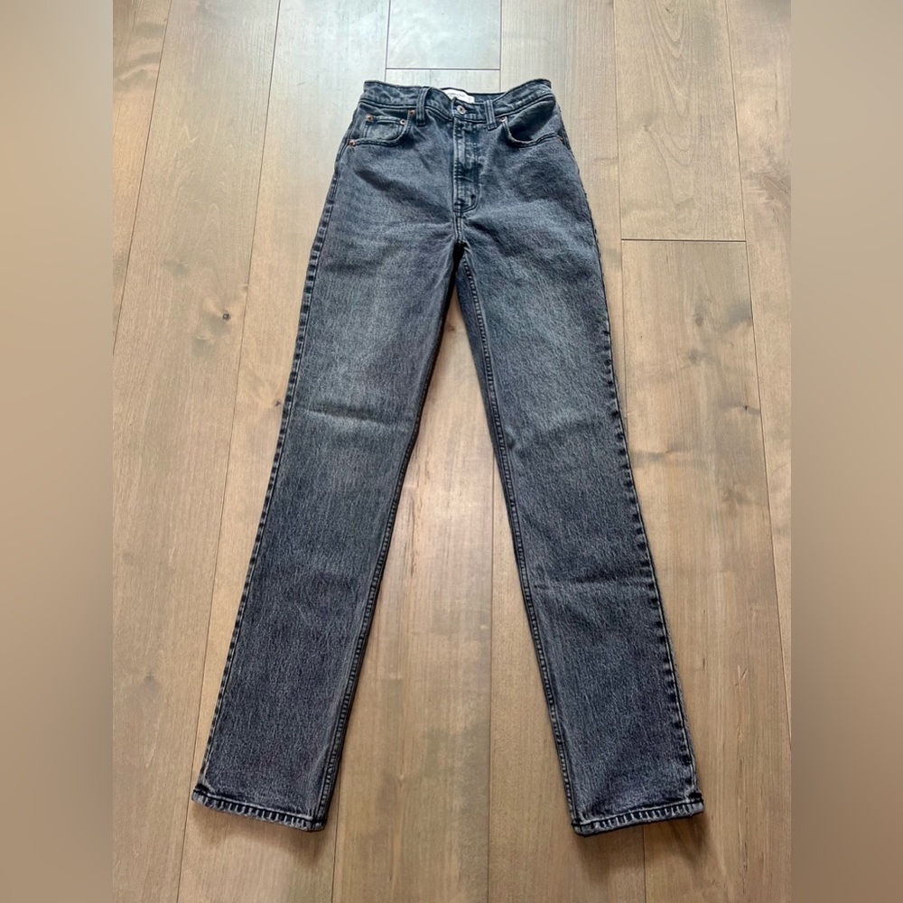 Abercrombie & Fitch Faded Washed Black The 90’s Straight Ultra High Rise Jeans